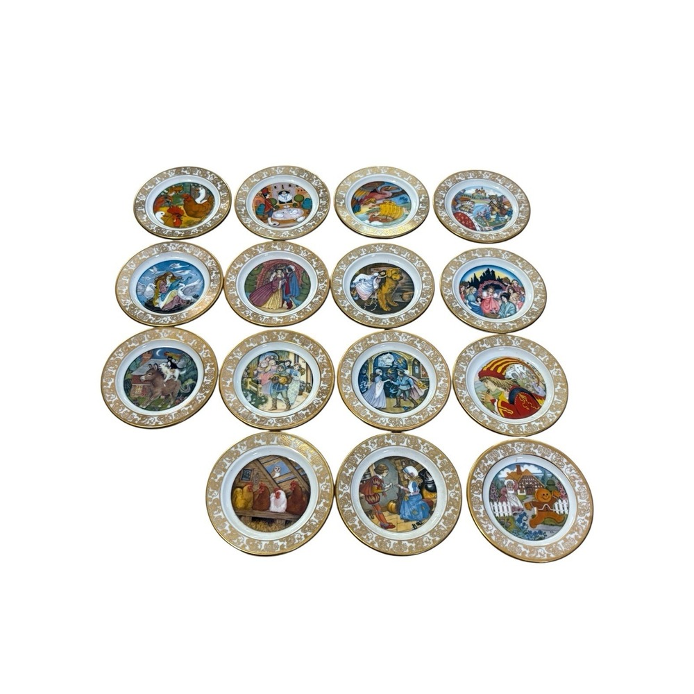 15 Set The Best Loved Fairytales Franklin Porcelain Glass Plates 1983